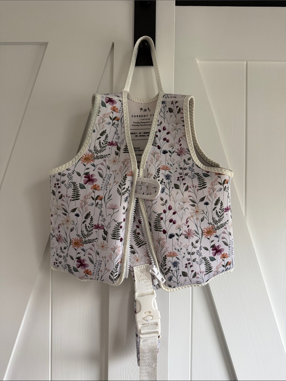 CURRENT TYED Kids Floral Swim Vest in White with Multi-Color Floral Design